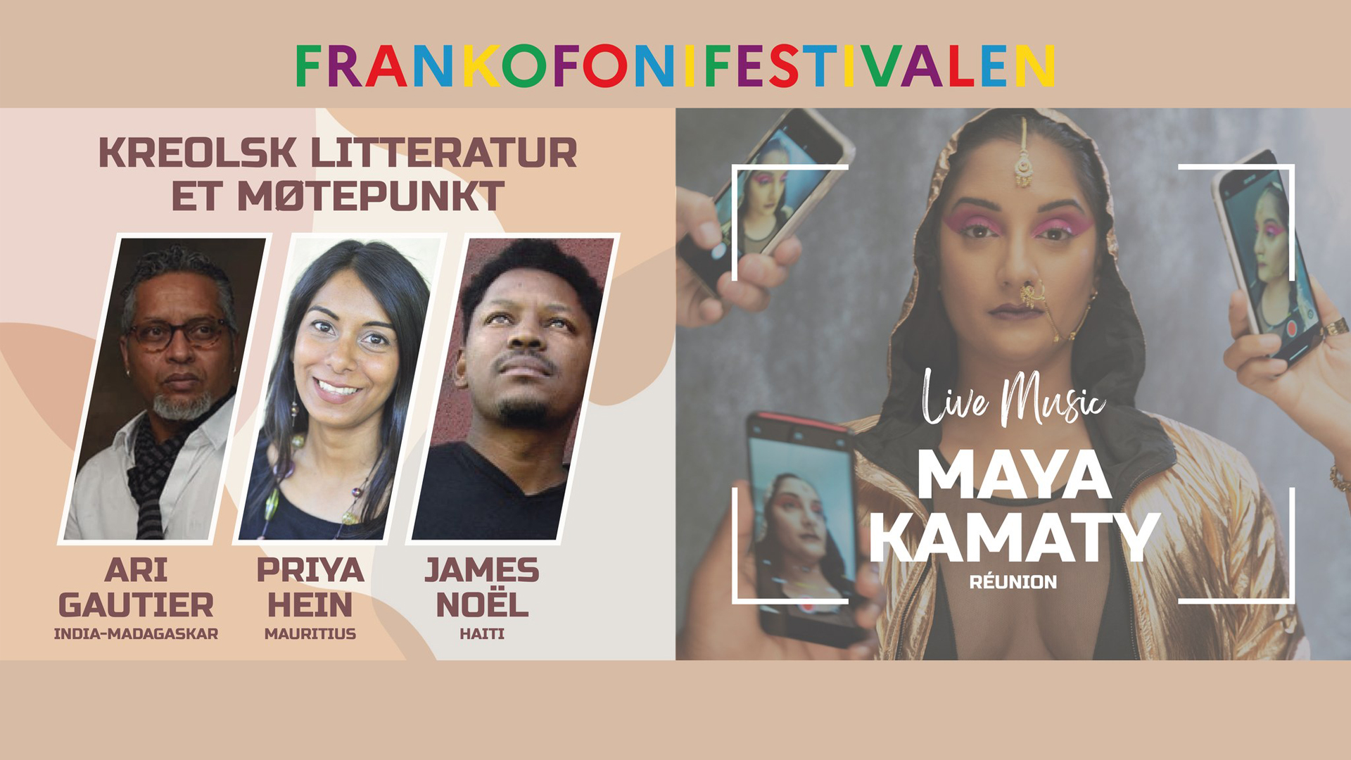 frakkofonifestaveln-1920×1080 poster with colourful text and portrait images